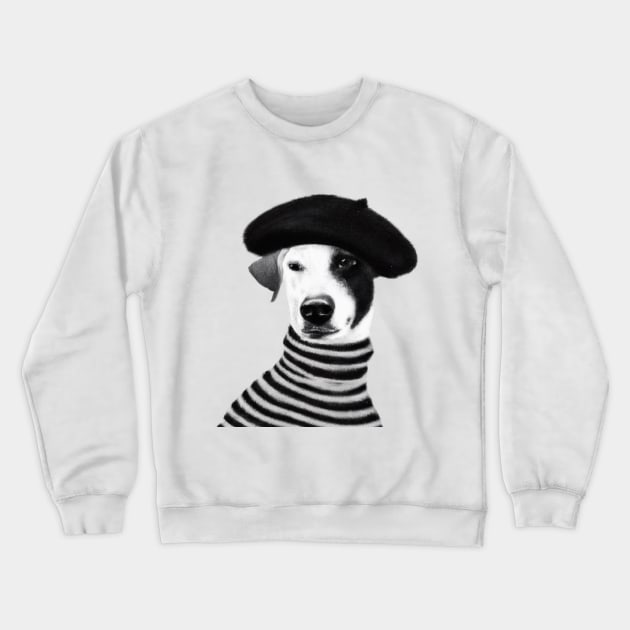 Jack Russel Terrier wearing a beret Crewneck Sweatshirt by Catchy Phase